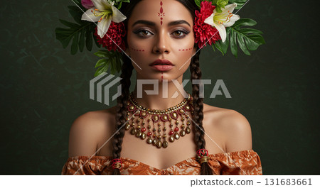 beautiful woman in victorian dress 131683661