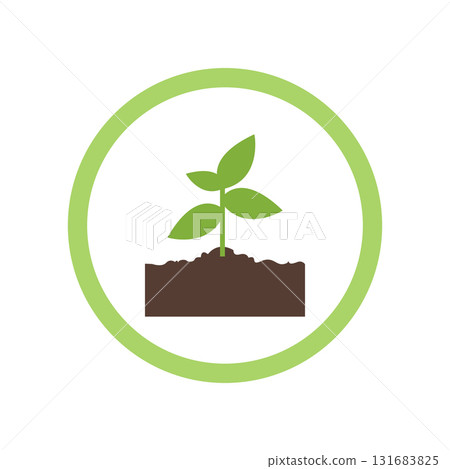 Visual representation emphasizes the importance of environmental conservation. Symbols depict plant growth and soil health, highlighting nature role in maintaining ecological balance. 131683825