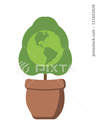 This illustration depicts a plant with foliage, symbolizing harmony between nature and our planet. It emphasizes the importance of environmental conservation and sustainability efforts. This illustration depicts a plant with foliage, symbolizing harmony between nature and our planet. It emphasizes the importance of environmental conservation and sustainability efforts. 131683826