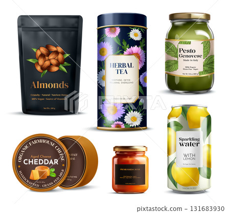 Collection of Premium Gourmet Food and Beverage Packaging Designs 131683930