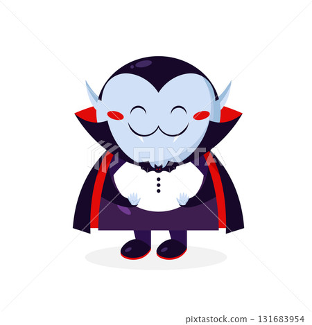 Cartoon Dracula vampire character is shy. Dracula icon. Vector illustration Cartoon Dracula vampire character is shy. Dracula icon. Vector illustration 131683954