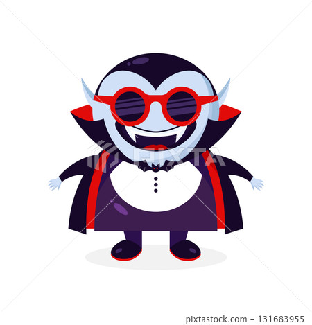 Cartoon Dracula vampire character wearing sunglasses. Dracula icon. Vector illustration 131683955