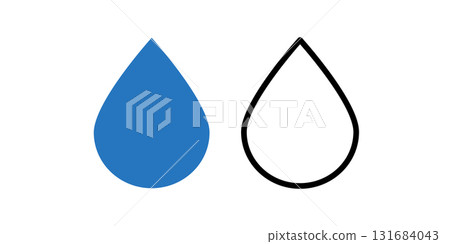 Blue Water Droplet Icon With Outline Droplet For Water, Weather, And Environment Concepts. Blue Water Droplet Icon With Outline Droplet For Water, Weather, And Environment Concepts. 131684043