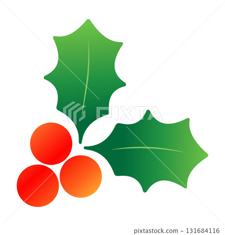 可愛的冬青葉和漿果向量插圖_聖誕節和冬季材料 131684116