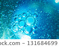 Oil bubbles close up. circles of water macro. abstract light blue background 131684699