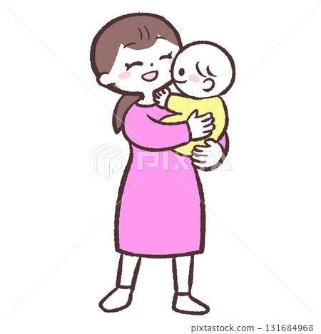Illustration of a woman holding a baby Illustration of a woman holding a baby 131684968