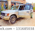 A watercolor painting of a 1990s Pajero found in Phnom Penh: A retro and exotic piece of art 131685038