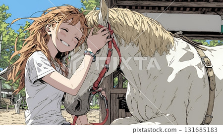 照顧馬的年輕女子 131685183