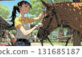 照顧馬的年輕女子 131685187