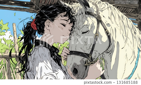 照顧馬的年輕女子 131685188