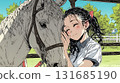 照顧馬的年輕女子 131685190