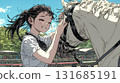 照顧馬的年輕女子 131685191