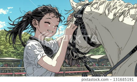 照顧馬的年輕女子 照顧馬的年輕女子 131685191