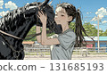 照顧馬的年輕女子 131685193