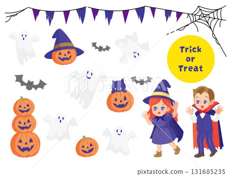 孩子們穿著萬聖節服裝 孩子們穿著萬聖節服裝 131685235