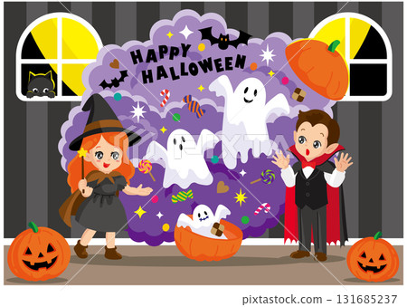 萬聖節之夜,巫師用魔法嚇唬吸血鬼 萬聖節之夜,巫師用魔法嚇唬吸血鬼 131685237