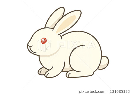 Mid autumn festival white rabbit illustration on transparent background 131685353