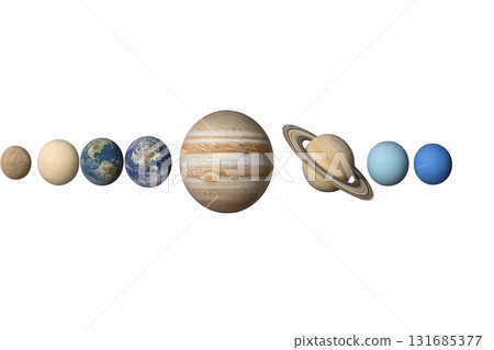 Planets aligned in order on isolated png with transparent background 131685377