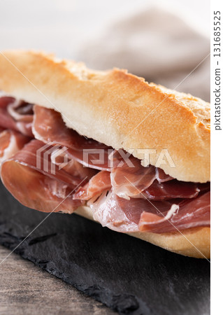 Traditional Spanish Serrano Ham Sandwich Traditional Spanish Serrano Ham Sandwich 131685525