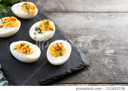 Homemade deviled eggs 131685536