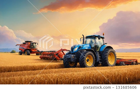 Wheat field in the sunset 131685606
