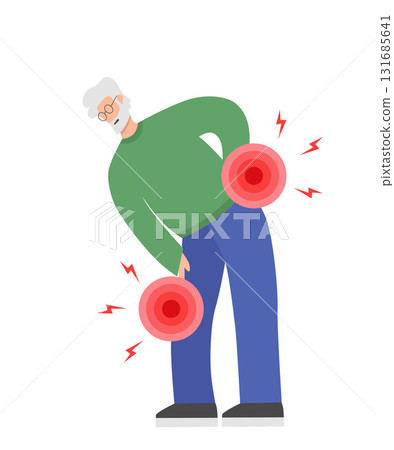 Lower back and knee pain or inflammation. Lower back and knee pain or inflammation. 131685641