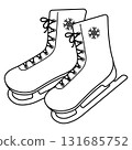 An isolated pair of winter sports shoes for doodle-style speed skating competitions 131685752