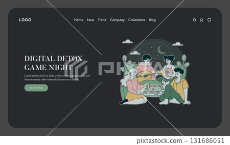A group of people enjoying a digital detox by playing board games and music together. This vector illustration captures the essence of offline connection and relaxation. A group of people enjoying a digital detox by playing board games and music together. This vector illustration captures the essence of offline connection and relaxation. 131686051