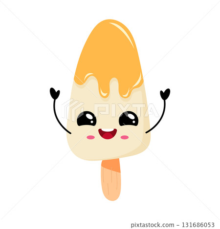 Kawaii popsicle illustration with cheerful expression and vibrant colors, perfect for summer themes Kawaii popsicle illustration with cheerful expression and vibrant colors, perfect for summer themes 131686053