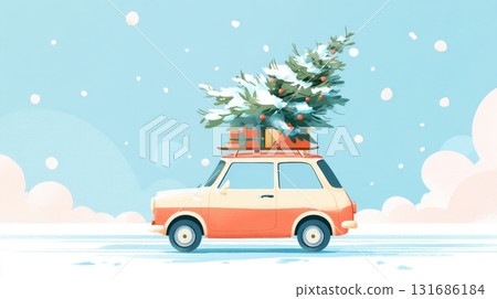 Holiday spirit on the road with tree 131686184