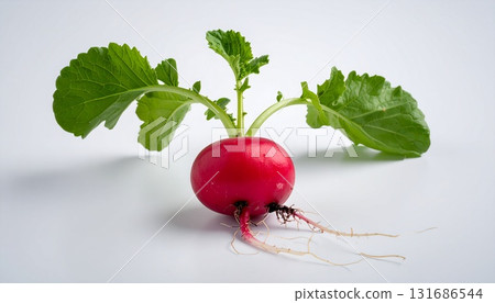 白色背景中帶有根和葉的蘿蔔 131686544