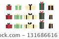 Set of colorful flat design gift boxes in red, green, brown and cream color for Christmas festival theme on white background, Vector illustration 131686616