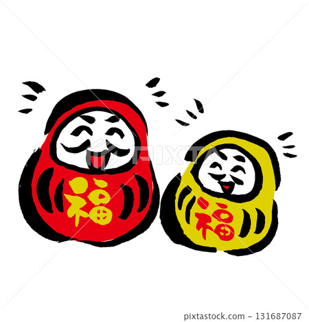 每年都能使用的新年明信片手繪插圖：微笑的達摩朋友 131687087