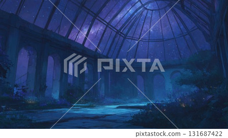 被星空環繞的廢棄溫室 — 夢幻般的夜景圖解 131687422