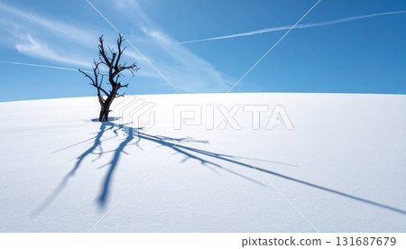 Pure white snow fields as far as the eye can see 131687679