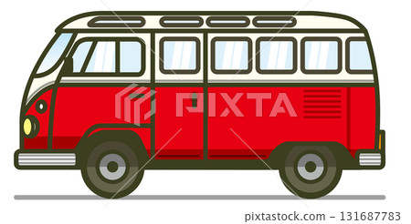 經典小貨車側面插圖(雙色:頂部為奶油色,底部為紅色) 經典小貨車側面插圖(雙色:頂部為奶油色,底部為紅色) 131687783