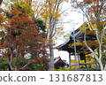 A temple surrounded by autumn leaves 131687813