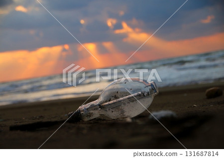 A fishing light washed up on the beach 131687814
