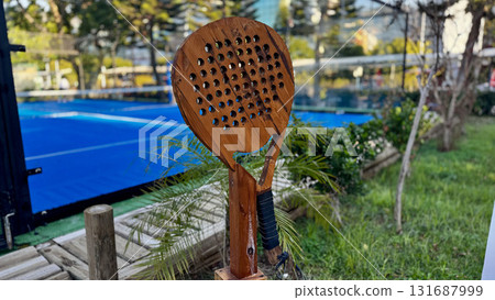 Wooden paddle court. High quality photo Wooden paddle court. High quality photo 131687999