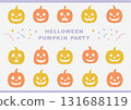 Crayon-style Halloween pumpkin illustration set (hand-drawn) 131688119
