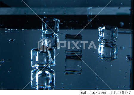 4.Five Ice Cubes on Reflective Surface with Droplets 4.Five Ice Cubes on Reflective Surface with Droplets 131688187