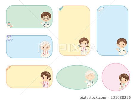 Simple frame set with doctor and nurse accents | Colorful base & icons Simple frame set with doctor and nurse accents | Colorful base & icons 131688236