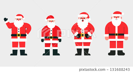 Flat design cartoon Santa Claus character set. Flat design cartoon Santa Claus character set illustration. Minimal Christmas concept featuring cute Santa poses and actions. Perfect for holiday cards, Flat design cartoon Santa Claus character set. Flat design cartoon Santa Claus character set illustration. Minimal Christmas concept featuring cute Santa poses and actions. Perfect for holiday cards, 131688243