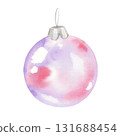 Christmas tree toy. Watercolor illustration. For fabric, wallpaper, packing paper, greeting cards, design, decoration and illustration. 131688454