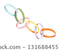 Paper garland. Watercolor illustration. For fabric, wallpaper, packing paper, greeting cards, design, decoration and illustration. 131688455