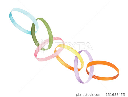 Paper garland. Watercolor illustration. For fabric, wallpaper, packing paper, greeting cards, design, decoration and illustration. 131688455
