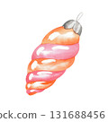 Christmas tree toy. Watercolor illustration. For fabric, wallpaper, packing paper, greeting cards, design, decoration and illustration. 131688456