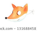 Fox mask. Watercolor illustration. For fabric, wallpaper, packing paper, greeting cards, design, decoration and illustration. 131688458
