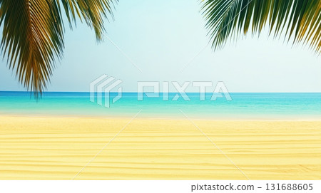 Calm tropical beach and clear turquoise sea 131688605