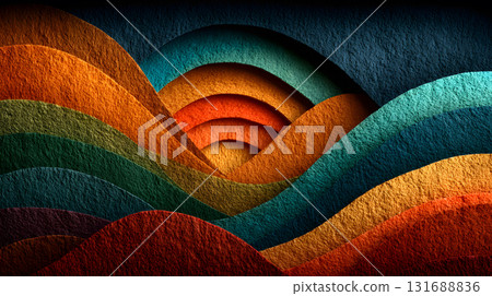 Layered paper cut style background with smooth curves and shadows. 131688836